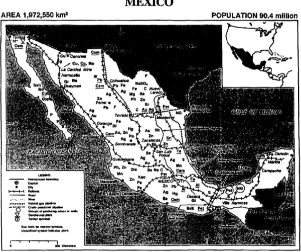 Figura 1.4.2 Mapa minero de México
