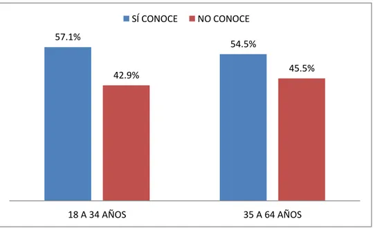 Gráfico 8. ¿Conoce usted el distrito de Pimentel? Según edad. 