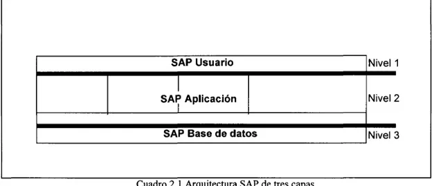 Cuadro 2.1 Arquitectura SAP de tres capas.