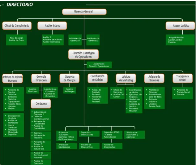 Figura 2. Organigrama del directorio de la Cooperativa de Ahorro y Crédito Policía Nacional 