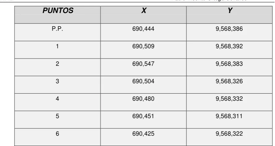 Tabla 1: Coordenadas UTM (DatumPSAD 56); zona de estudio 