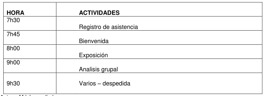Tabla 10. Agenda de trabajo 