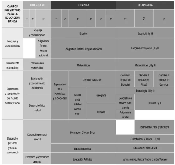 Figura 7. Mapa curricular de la Educación Básica 2011. 