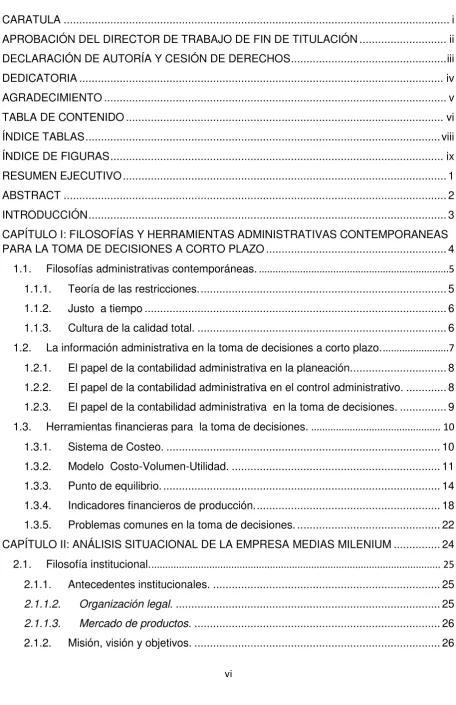 TABLA DE CONTENIDO .....................................................................................................