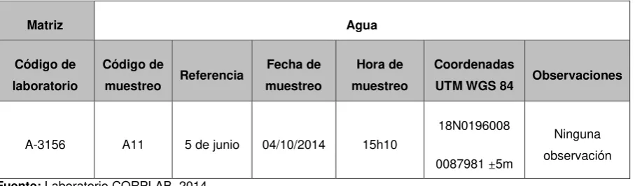 Tabla 15. Información de la muestra 