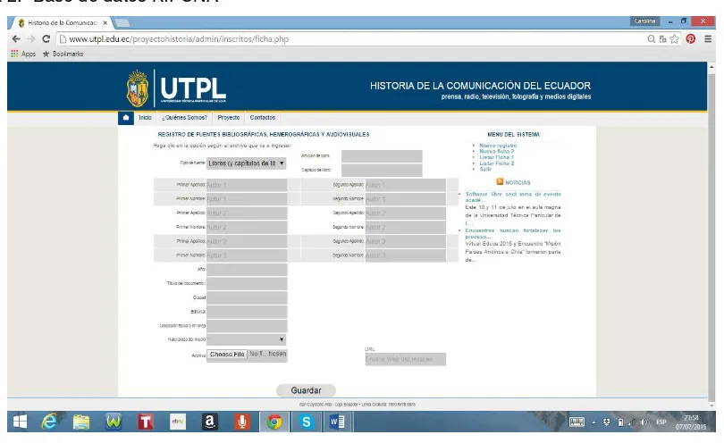 Tabla 2.- Base de datos KIPUNA 