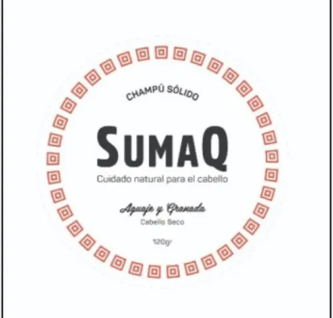 Figura 3. Etiqueta del champú solido Sumaq de Aguaje y Granada para cabello seco. 
