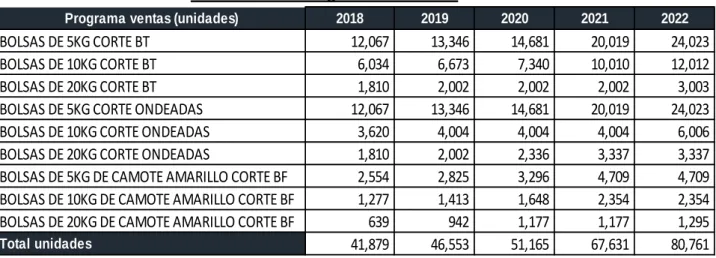 Cuadro N° 65 Programa de Ventas 