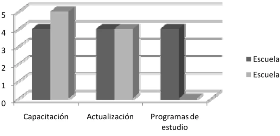 Figura 11. Comportamiento de la categoría de conocimiento en ambas escuelas de 