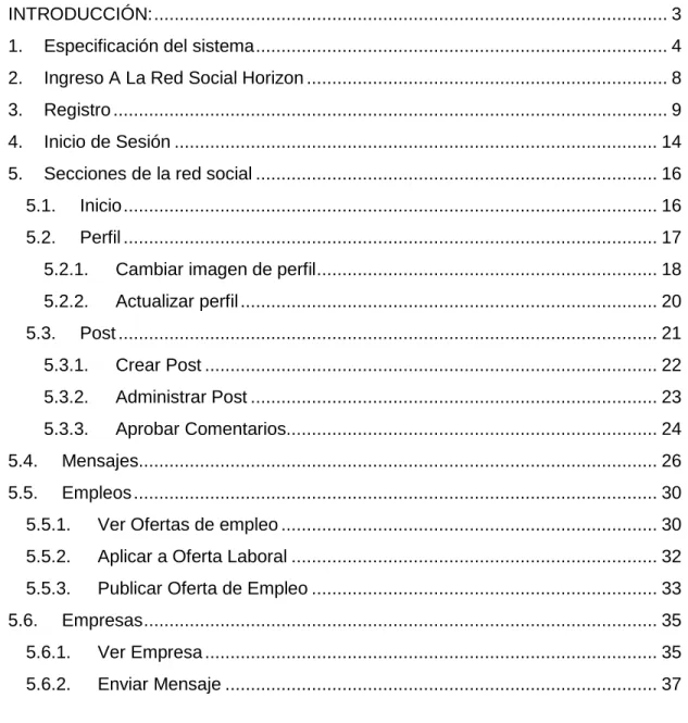 Tabla de contenido        
