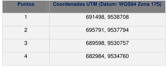 Tabla 1. 1. Coordenadas UTM de la zona de estudio. 