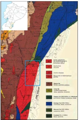 Figura 4. Fuente: Tomada y Modificada del Mapa geológico del Ecuador Geología Regional de Zamora Chinchipe