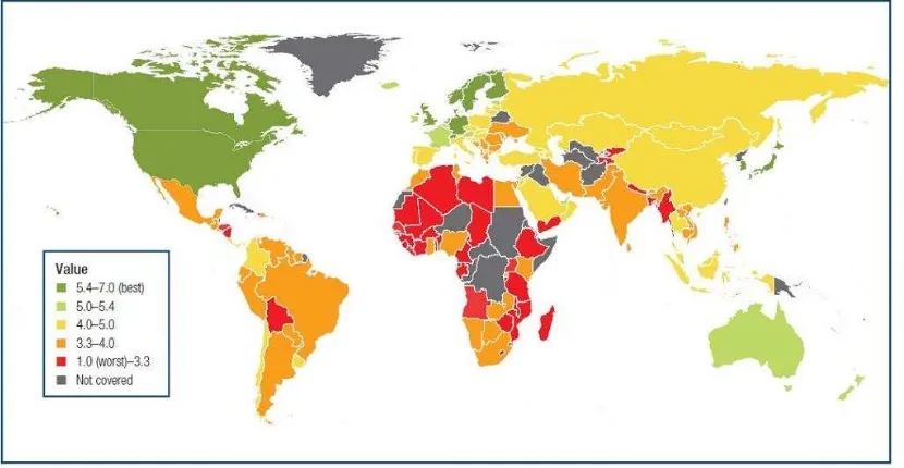 Figura 21. The  Networked Readiness Index Map (Mapa de índice de Disponibilidad de Red) Fuente: Networked Readiness Index Elaborado por: World Economic Forum  