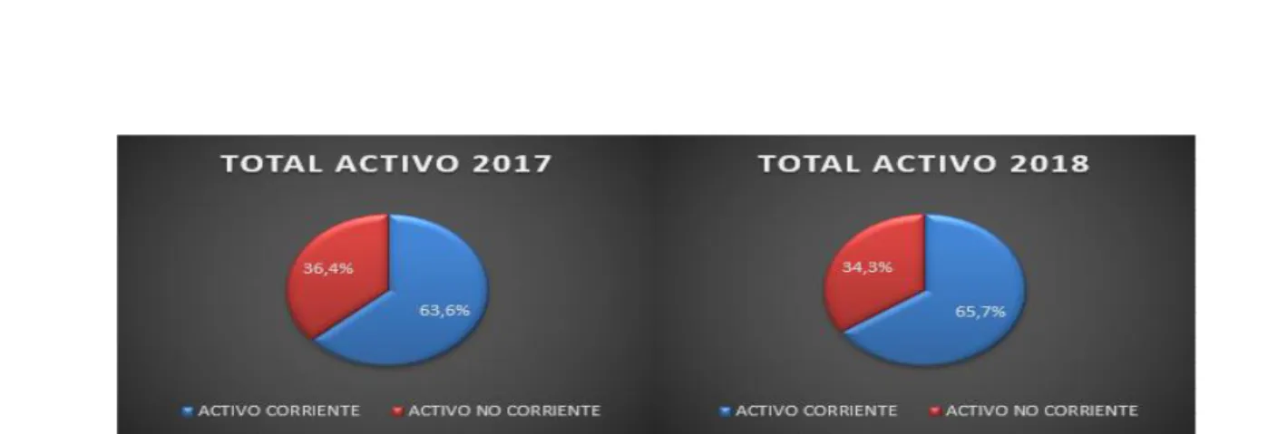 Figura 1. Estructura Porcentual de los Activos del Balance General de las vigencias 2017 y 2018