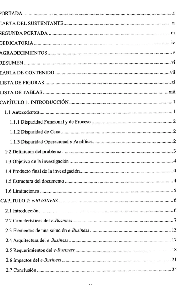TABLA DE CONTENIDO 