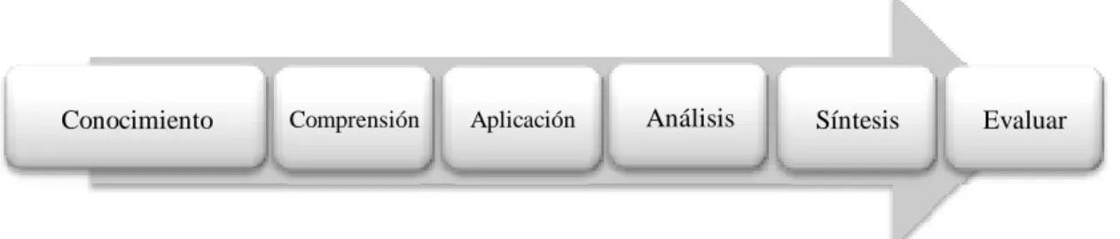 Figura 1.2.  Niveles de conocimiento y comprensión establecidos por Bloom. 