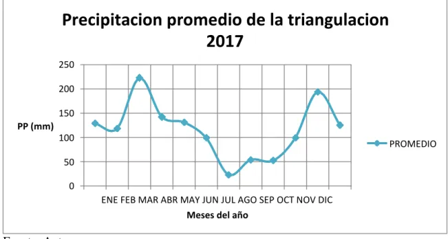 Figura 12. Precipitación promedio usada para el balance hídrico 