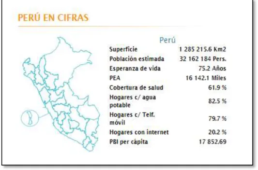 Figura 10. Gráfico de Perú en cifras, según INEI año 2017.