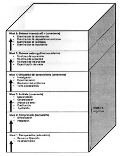 Figura S.Niveles de conocimiento, según Marzano (Gallardo, s/f) 