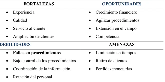Tabla 2. Matriz DOFA. 