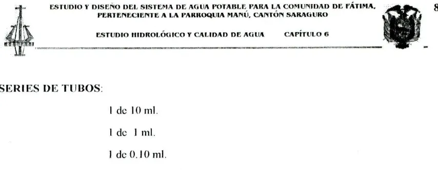 tabla de contco se Cstinla ci nünicro de bactcrias/100 ml. La tabla sc denomina. Tabla de NMP