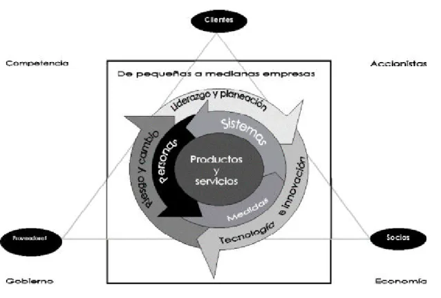 Figura 2.3 Modelo conceptual de Administración Integral de la Calidad para las Pequeñas y                    Medianas Empresas propuesto por Husband y Mandal (1999)