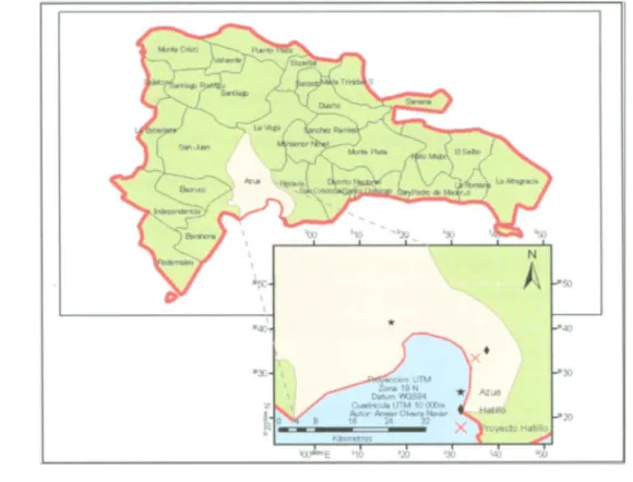Figura 3. Localización de la zona de estudio en Hatillo, provincia de Azua II, República  Dominicana 