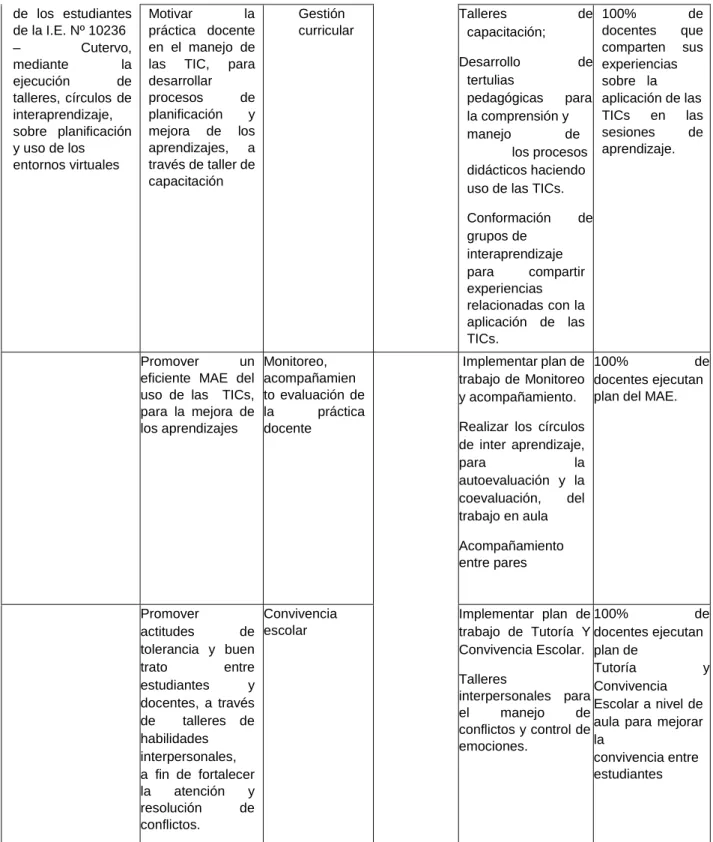 Gráfico 01:  Matriz de la implementación de plan de acción: cronograma, responsables y recursos humanos  