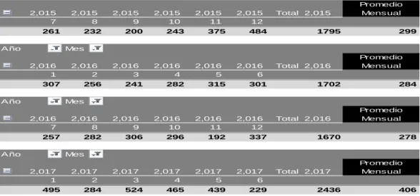 Tabla 14 Resumen de bajas junio 2015 a junio 2017 