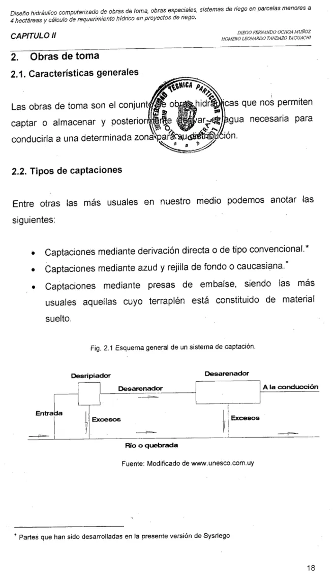 Fig. 2.1 Esquema general de un sistema de captación.