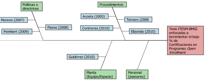 Figura 1. Diagrama de Agrupación de Investigaciones del Programa ITESM-BMGI. 