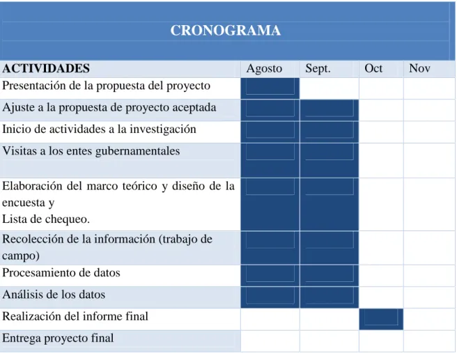 Tabla 2 Cronograma