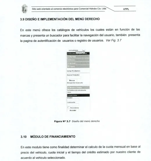 Figura N° 3.7 Diseño del menú derecho