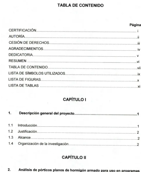 TABLA DE CONTENIDO