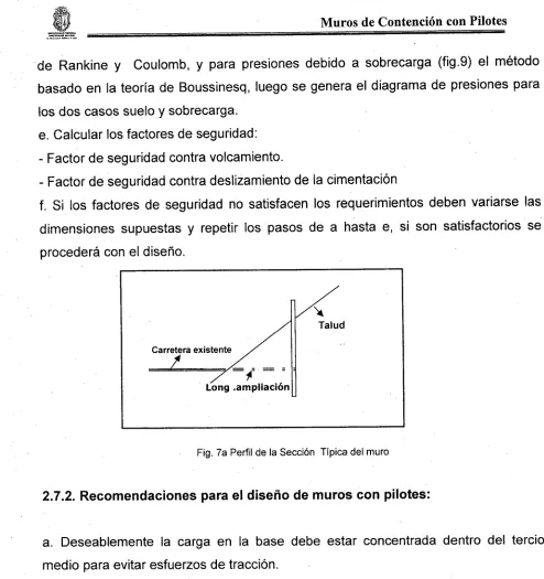 Fig. 7a Perfil de la Sección Típica del muro
