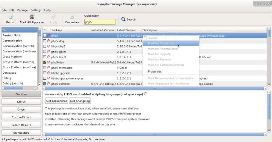 Figura 37: Instalación de PHP en Synaptic. Fuente: Autor. 