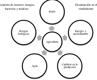 Figura 2. Efecto del cambio climático en la agricultura    Fuente: Carmen González (2011) / El cambio climático: Impacto sobre la producción agrícola y las prácticas de adaptación