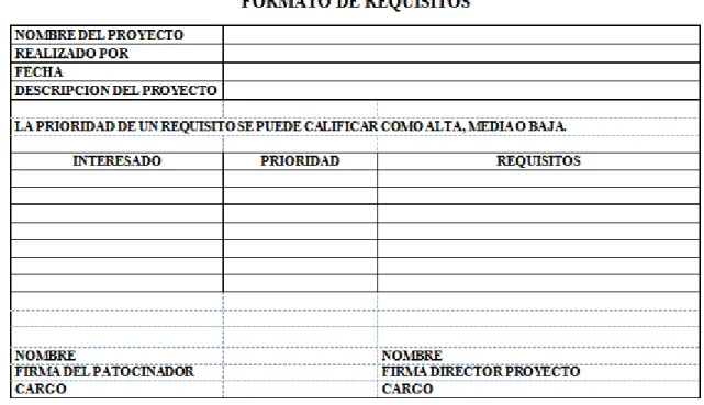 Figura 12 – Formato de Requisitos 