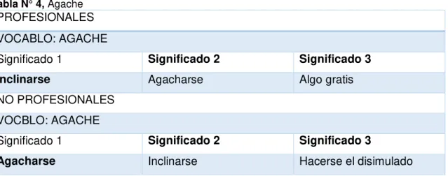 Tabla N° 4, Agache 