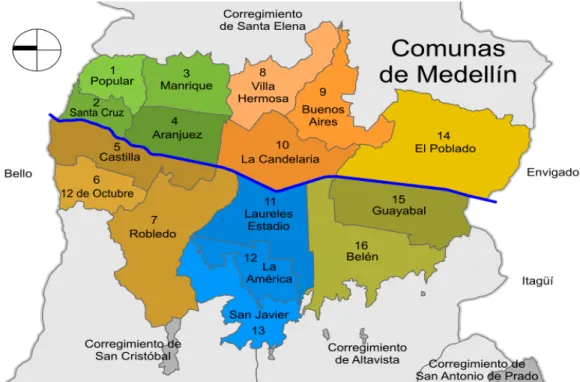 Figura 1. Mapa ubicación comuna 13 en Medellín. 