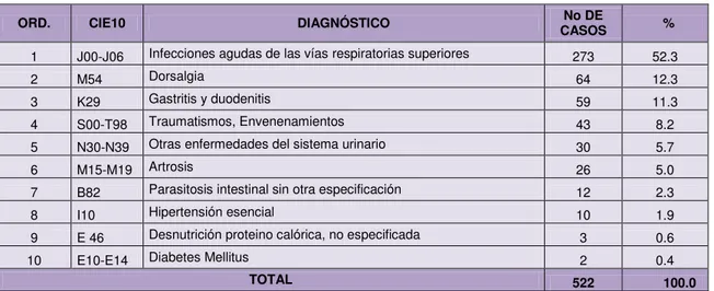 Tabla Nº 11. Perfil Epidemiológico de san Luis De Mangán 