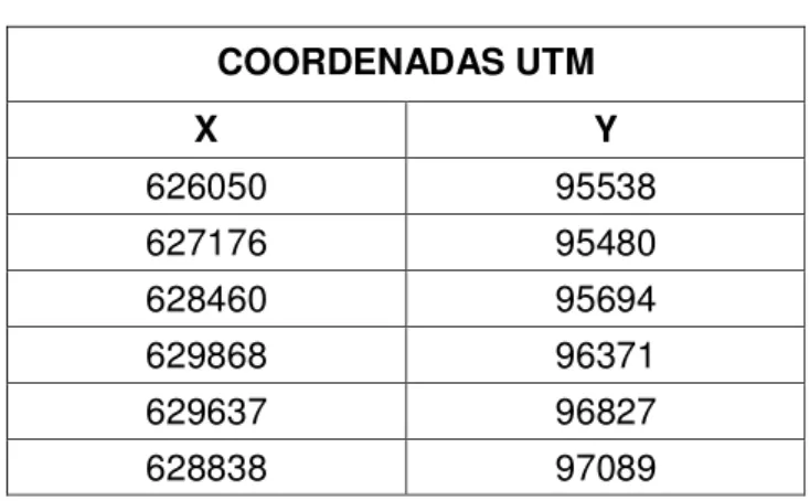 Tabla 1: Coordenadas Área Estudio