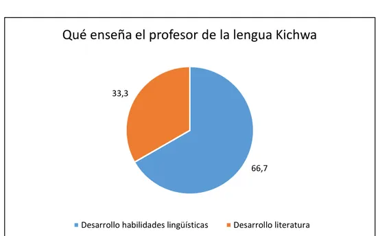 Tabla 12. Lo que se enseña en la clase de Kichwa