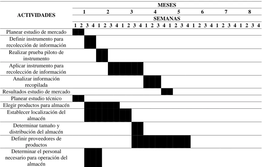 Tabla 1. Cronograma de actividades 