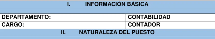 Tabla 7. Análisis funcional del cargo de Contador   