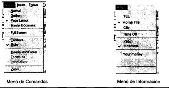 Figura 5.3 Tipos de Menús