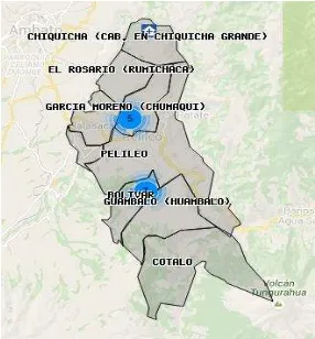 Figura Nº1: Mapa municipal San Pedro de Pelileo.Fuente: M.S.P (Geo Salud). Elaborado por: Adriana Sinchiguano