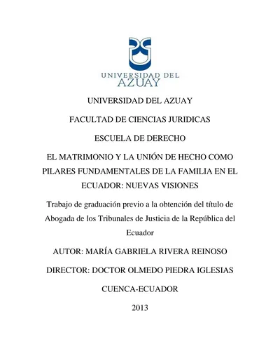 UNIVERSIDAD DEL AZUAY FACULTAD DE CIENCIAS JURIDICAS ESCUELA DE DERECHO