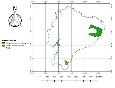 Figura 1. Áreas Protegidas de estudio. Parque Nacional Yasuní y Parque Nacional Podocarpus 