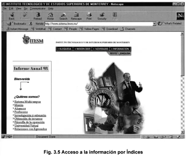 Fig. 3.5 Acceso a la información por índices 